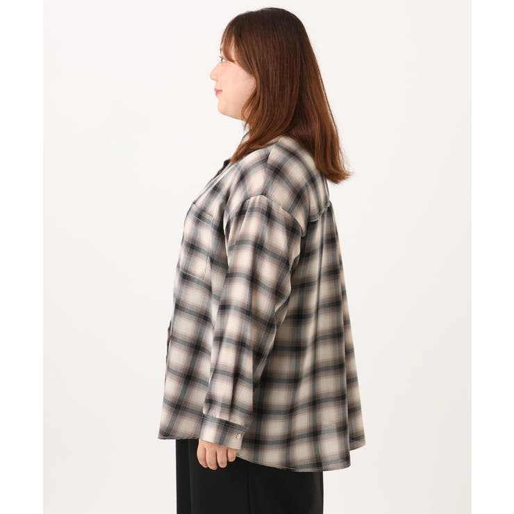 【大きいサイズ】オンブレ―チェックシャツ | eur3 | 詳細画像6 