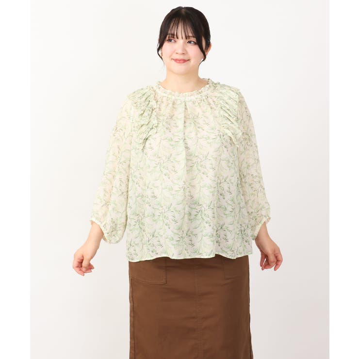 【大きいサイズ】シフォンボタニカルブラウス | eur3 | 詳細画像15 