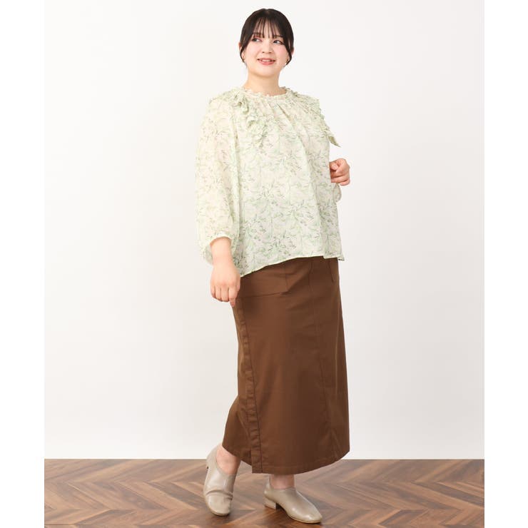 【大きいサイズ】シフォンボタニカルブラウス | eur3 | 詳細画像24 