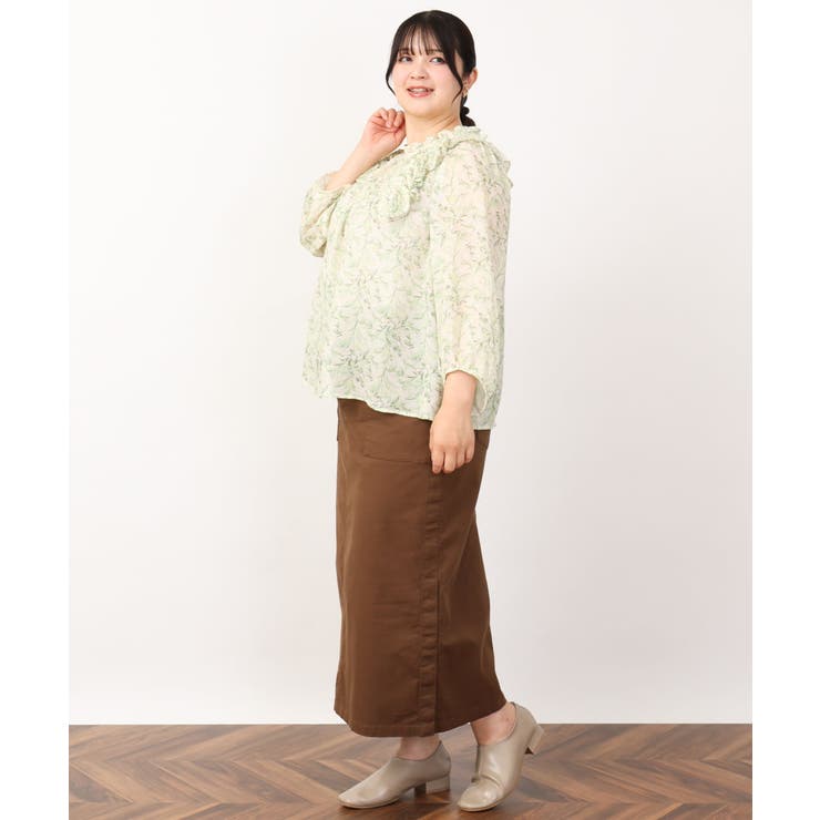【大きいサイズ】シフォンボタニカルブラウス | eur3 | 詳細画像25 