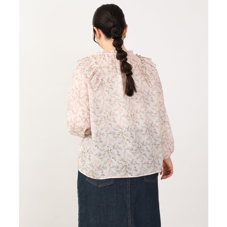 【大きいサイズ】シフォンボタニカルブラウス | eur3 | 詳細画像7 