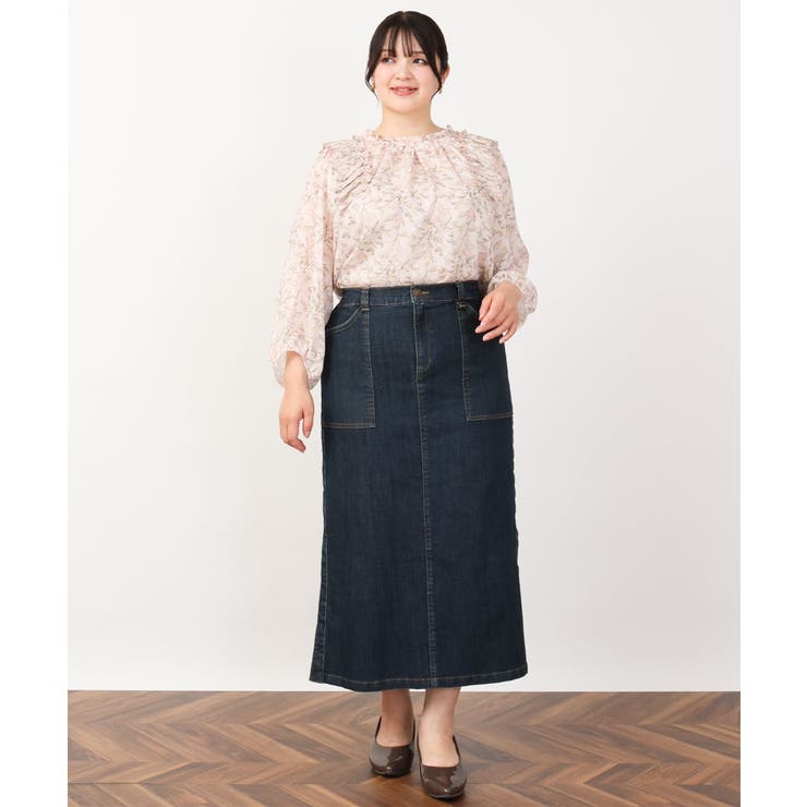 【大きいサイズ】シフォンボタニカルブラウス | eur3 | 詳細画像9 