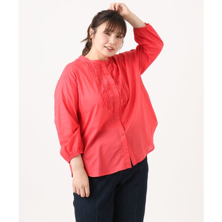 【大きいサイズ】コットンフリルブラウス | eur3 | 詳細画像3 