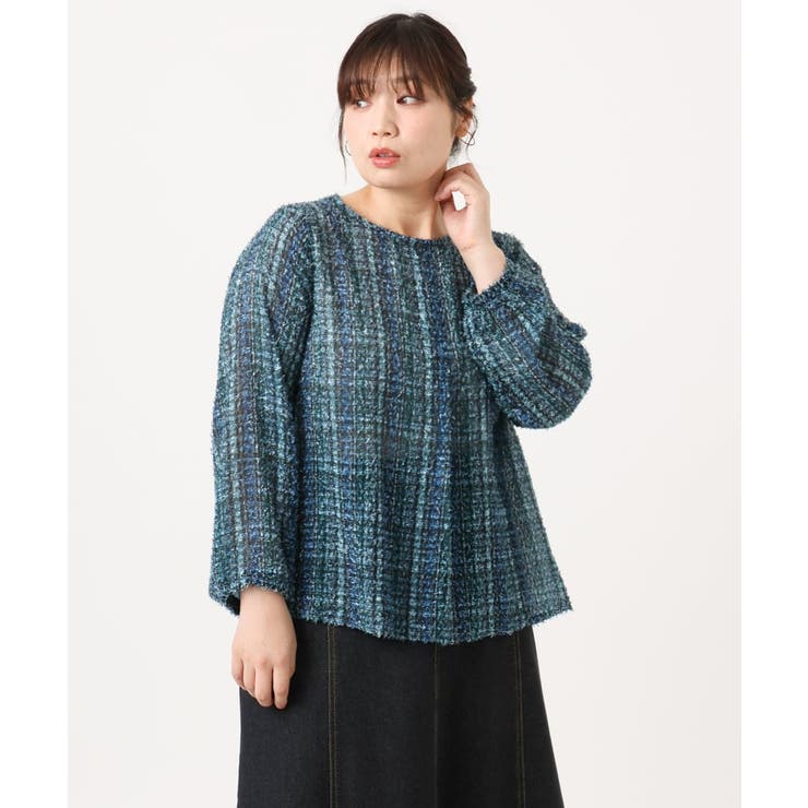 【大きいサイズ】カットジャカードチェック柄ブラウス | eur3 | 詳細画像12 