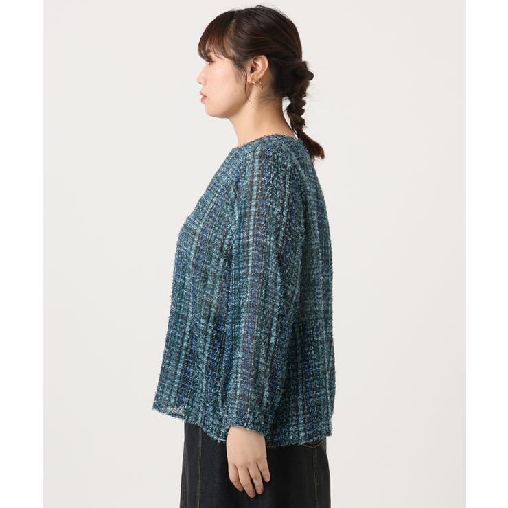 【大きいサイズ】カットジャカードチェック柄ブラウス | eur3 | 詳細画像14 