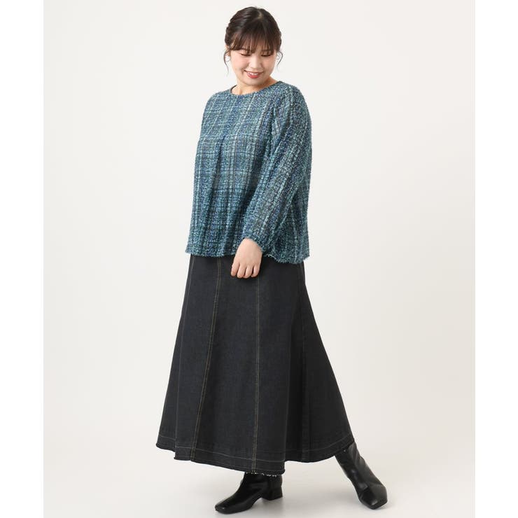 【大きいサイズ】カットジャカードチェック柄ブラウス | eur3 | 詳細画像23 