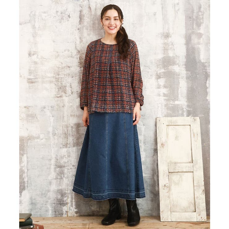 【大きいサイズ】カットジャカードチェック柄ブラウス | eur3 | 詳細画像3 