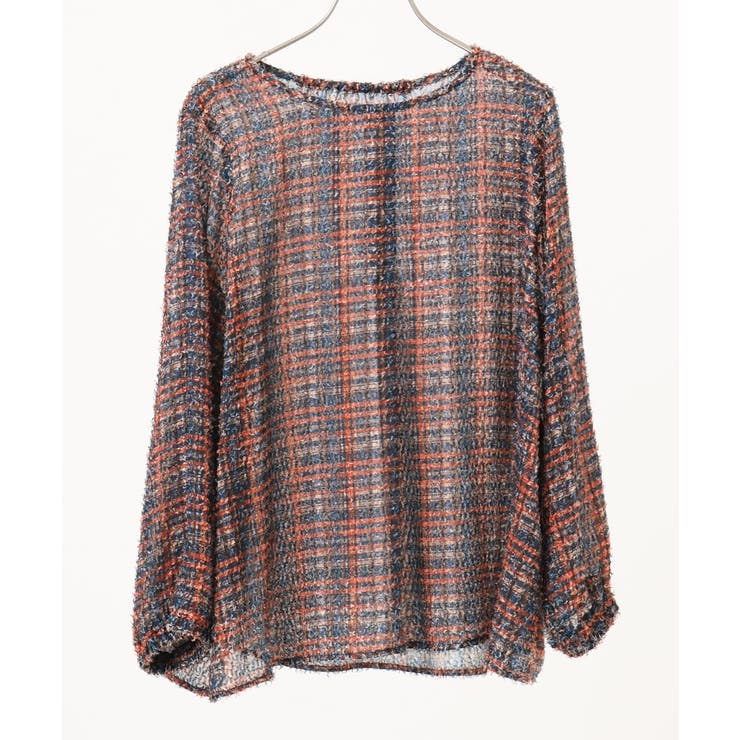 【大きいサイズ】カットジャカードチェック柄ブラウス | eur3 | 詳細画像6 