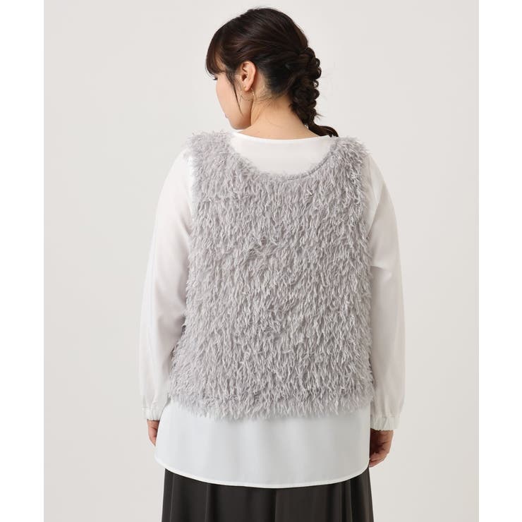 【大きいサイズ】フェザーベスト＋ブラウスセット | eur3 | 詳細画像10 