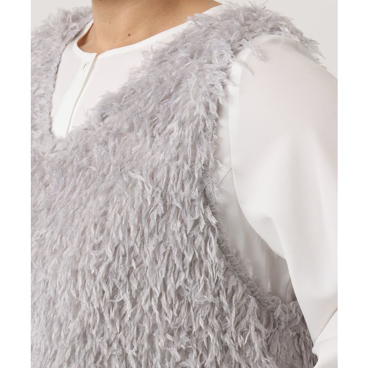 【大きいサイズ】フェザーベスト＋ブラウスセット | eur3 | 詳細画像12 