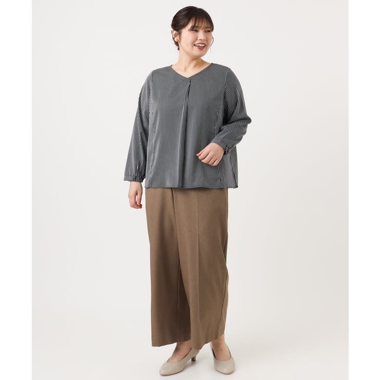 【大きいサイズ/11号サイズあり】Vネックストライプブラウス | eur3 | 詳細画像11 