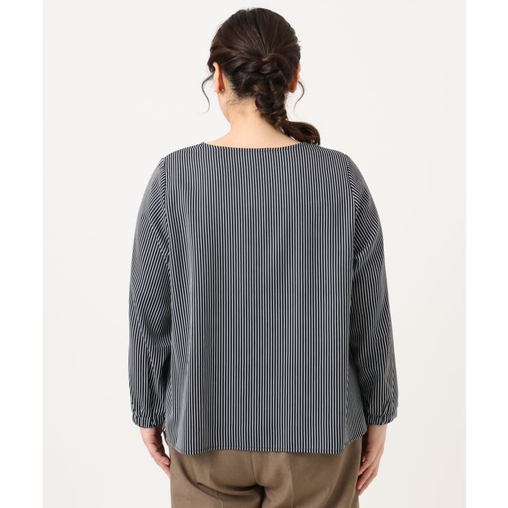 【大きいサイズ/11号サイズあり】Vネックストライプブラウス | eur3 | 詳細画像5 