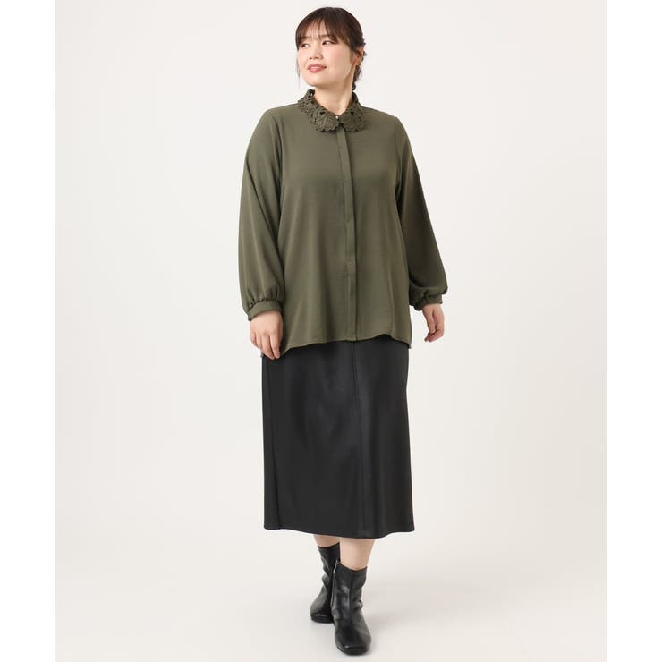 【大きいサイズ】ポーラレース襟ブラウス | eur3 | 詳細画像14 