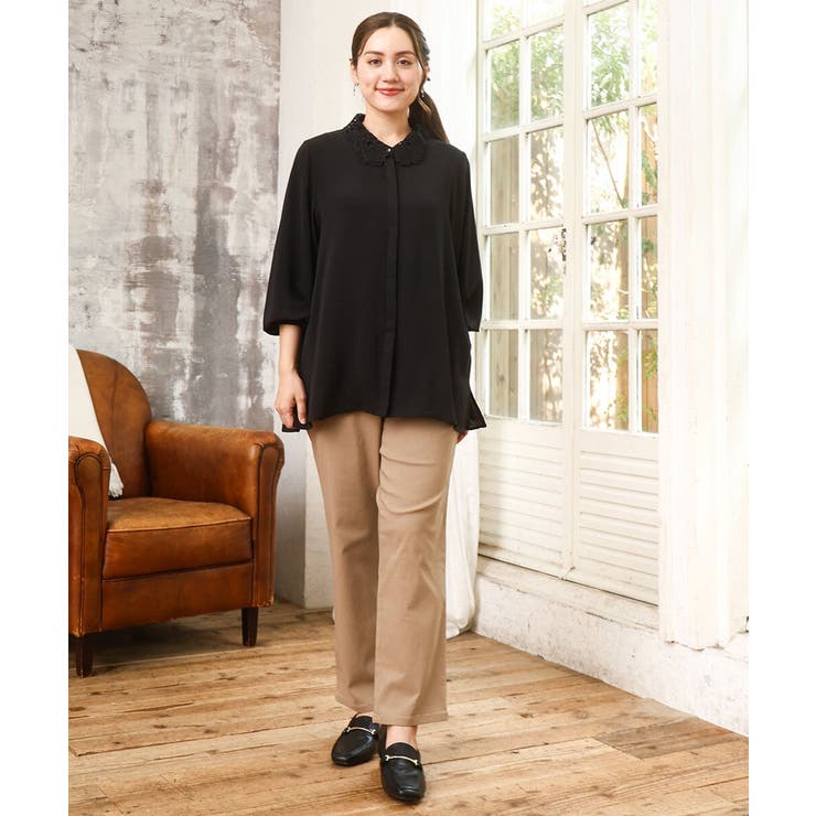 【大きいサイズ】ポーラレース襟ブラウス | eur3 | 詳細画像19 