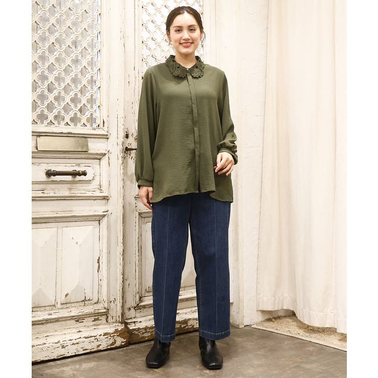 【大きいサイズ】ポーラレース襟ブラウス | eur3 | 詳細画像3 