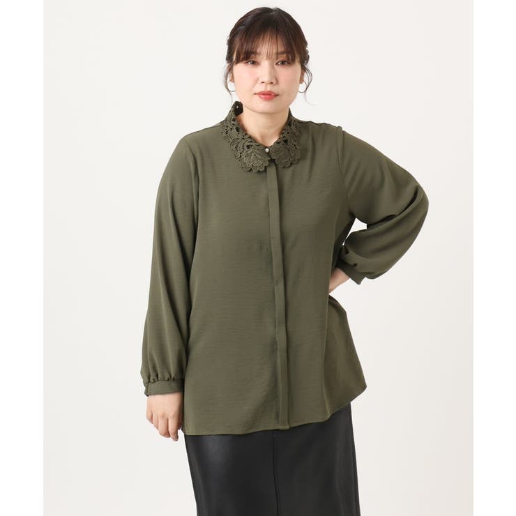 【大きいサイズ】ポーラレース襟ブラウス | eur3 | 詳細画像4 