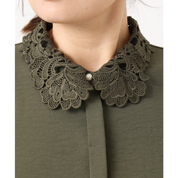 【大きいサイズ】ポーラレース襟ブラウス | eur3 | 詳細画像7 