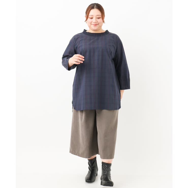 【大きいサイズ】シャーリングチェックブラウス | eur3 | 詳細画像13 