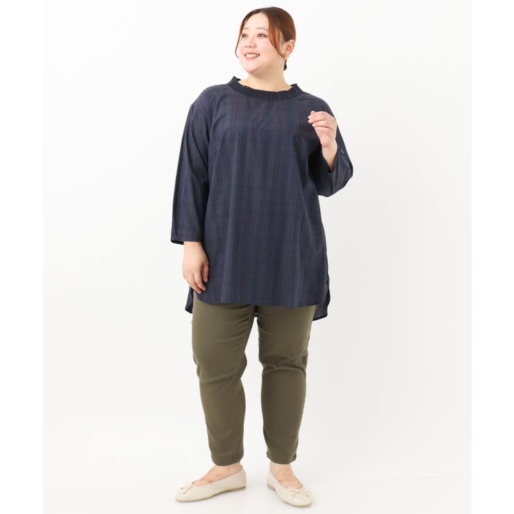 【大きいサイズ】シャーリングチェックブラウス | eur3 | 詳細画像15 