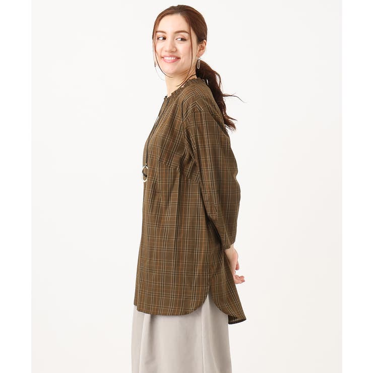 【大きいサイズ】シャーリングチェックブラウス | eur3 | 詳細画像16 