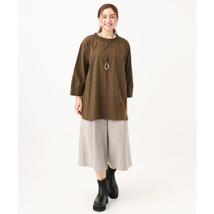 【大きいサイズ】シャーリングチェックブラウス | eur3 | 詳細画像17 