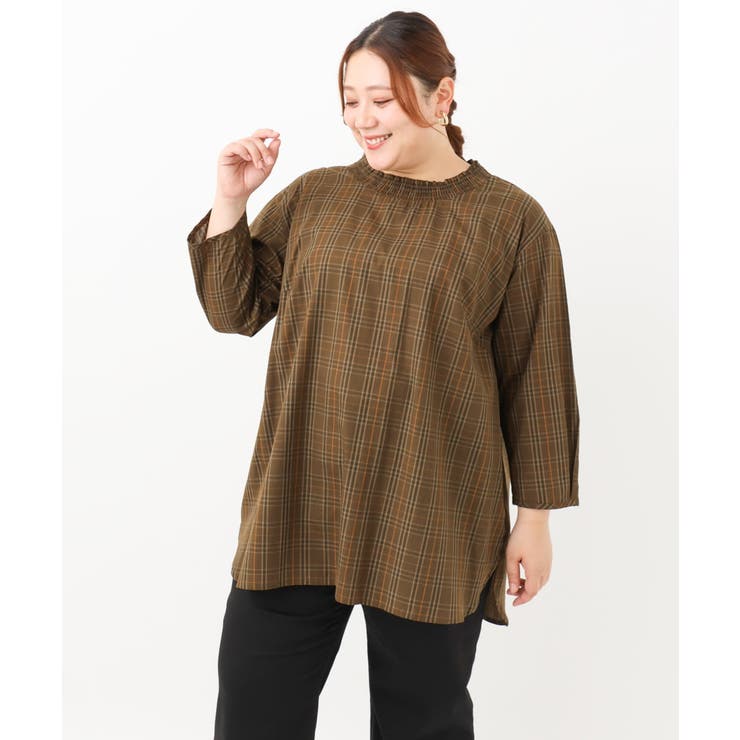 【大きいサイズ】シャーリングチェックブラウス | eur3 | 詳細画像20 