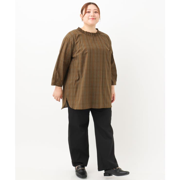 【大きいサイズ】シャーリングチェックブラウス | eur3 | 詳細画像23 