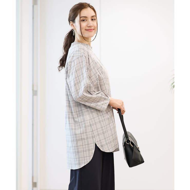 【大きいサイズ】シャーリングチェックブラウス | eur3 | 詳細画像25 