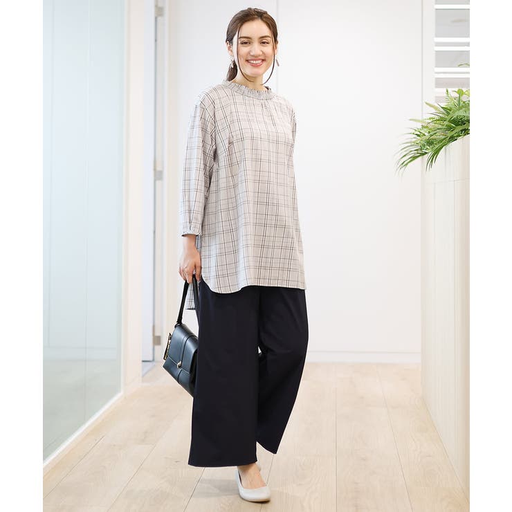 【大きいサイズ】シャーリングチェックブラウス | eur3 | 詳細画像26 