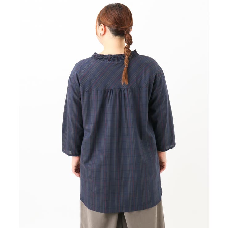 【大きいサイズ】シャーリングチェックブラウス | eur3 | 詳細画像7 