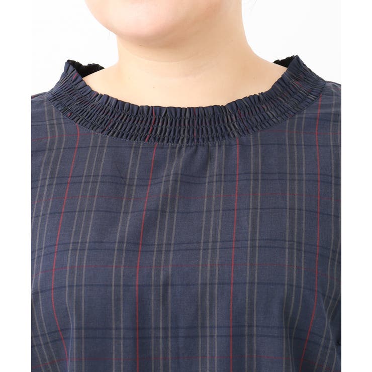 【大きいサイズ】シャーリングチェックブラウス | eur3 | 詳細画像9 