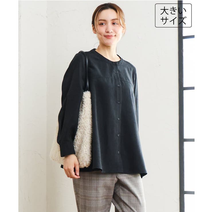 ブラック | 【大きいサイズ】コーデュロイフレアシルエットブラウス | eur3