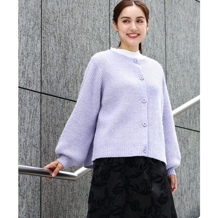 ラベンダー(60) | 【大きいサイズ】ミックスヤーンカーディガン | eur3