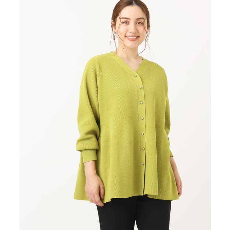 【大きいサイズ】ペプラムニットカーディガン | eur3 | 詳細画像1 