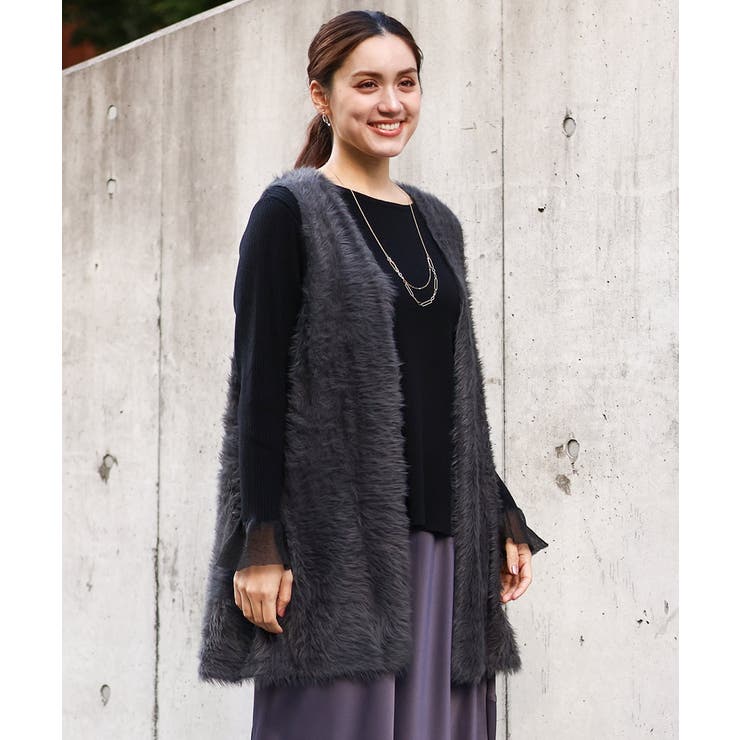 【大きいサイズ】フェザーヤーンロングジレ | eur3 | 詳細画像18 