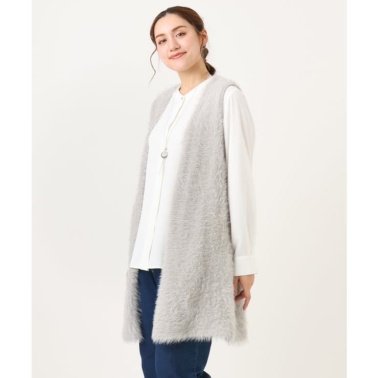 【大きいサイズ】フェザーヤーンロングジレ | eur3 | 詳細画像2 