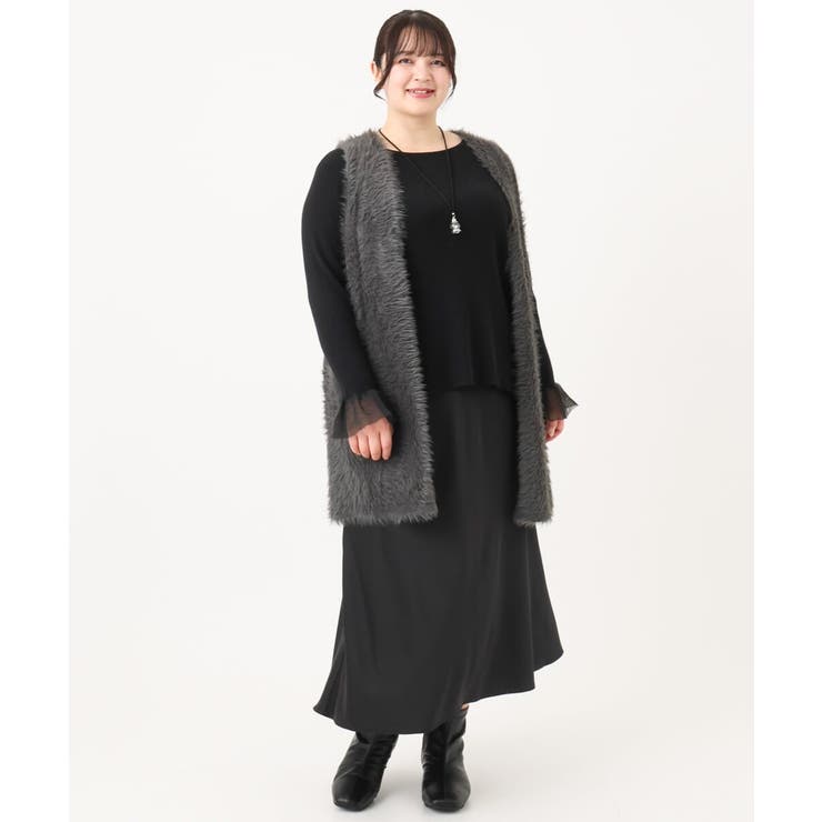 【大きいサイズ】フェザーヤーンロングジレ | eur3 | 詳細画像26 