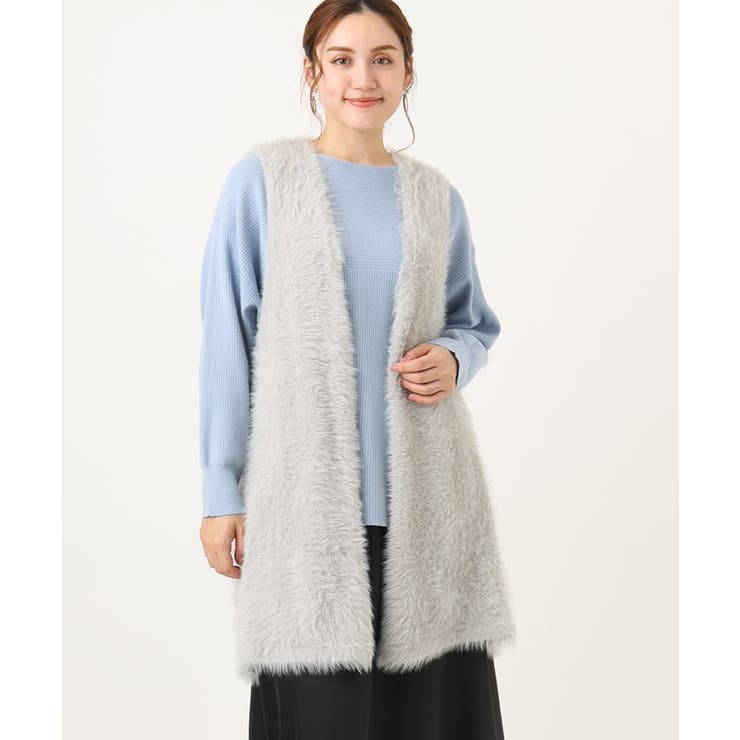 【大きいサイズ】フェザーヤーンロングジレ | eur3 | 詳細画像4 