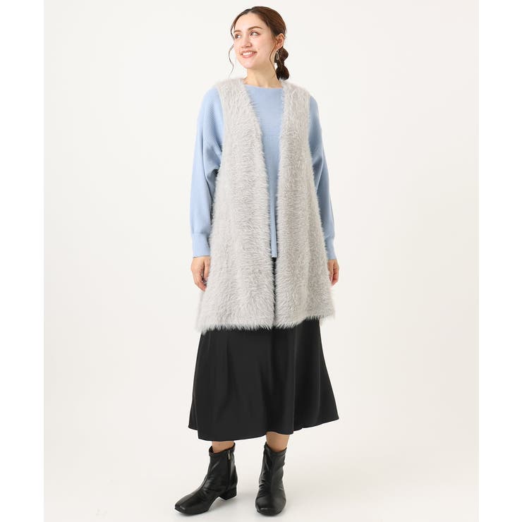 【大きいサイズ】フェザーヤーンロングジレ | eur3 | 詳細画像5 