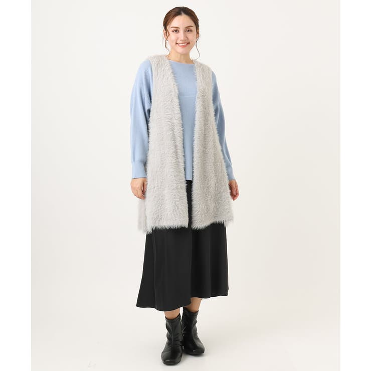 【大きいサイズ】フェザーヤーンロングジレ | eur3 | 詳細画像7 