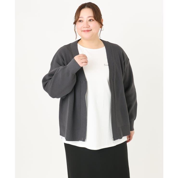 【大きいサイズ】フロントジップカーディガン | eur3 | 詳細画像10 