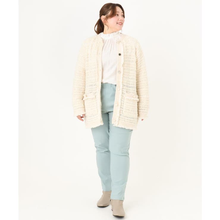 【大きいサイズ】ツイードニットジャケット | eur3 | 詳細画像17 