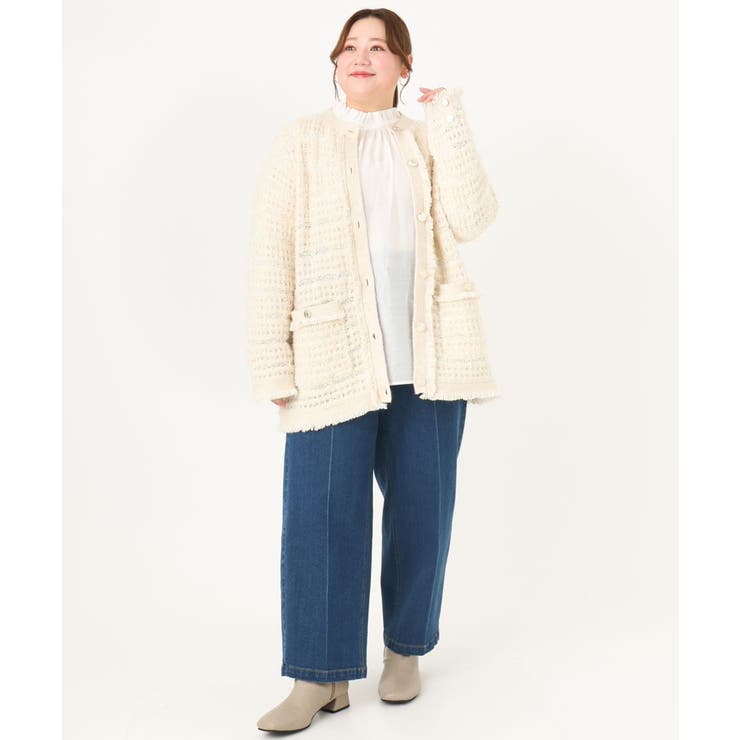 【大きいサイズ】ツイードニットジャケット | eur3 | 詳細画像19 