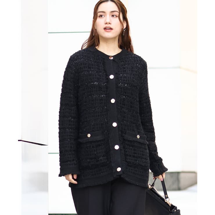【大きいサイズ】ツイードニットジャケット | eur3 | 詳細画像22 