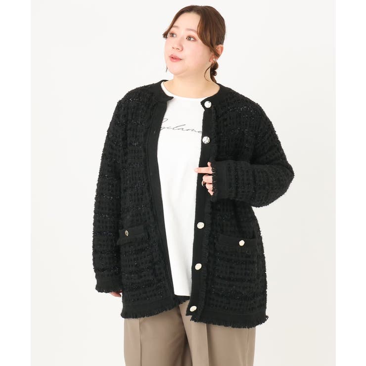 【大きいサイズ】ツイードニットジャケット | eur3 | 詳細画像27 
