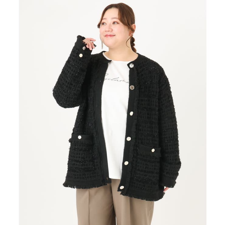 【大きいサイズ】ツイードニットジャケット | eur3 | 詳細画像28 