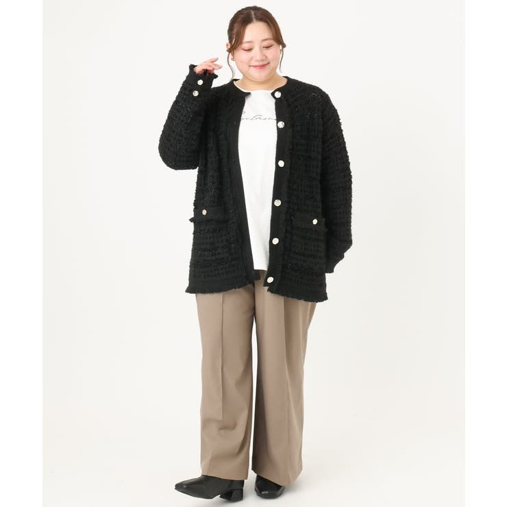 【大きいサイズ】ツイードニットジャケット | eur3 | 詳細画像32 