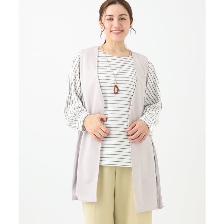 グレージュ(89) | 【大きいサイズ】シアージョーゼットジレ | eur3