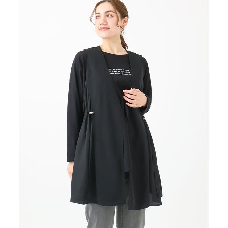 ブラック(94) | 【大きいサイズ】シアージョーゼットジレ | eur3