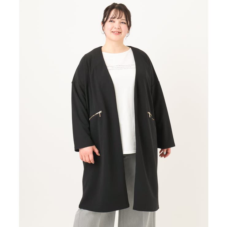 【大きいサイズ】カットジョーゼットロングアウター | eur3 | 詳細画像17 